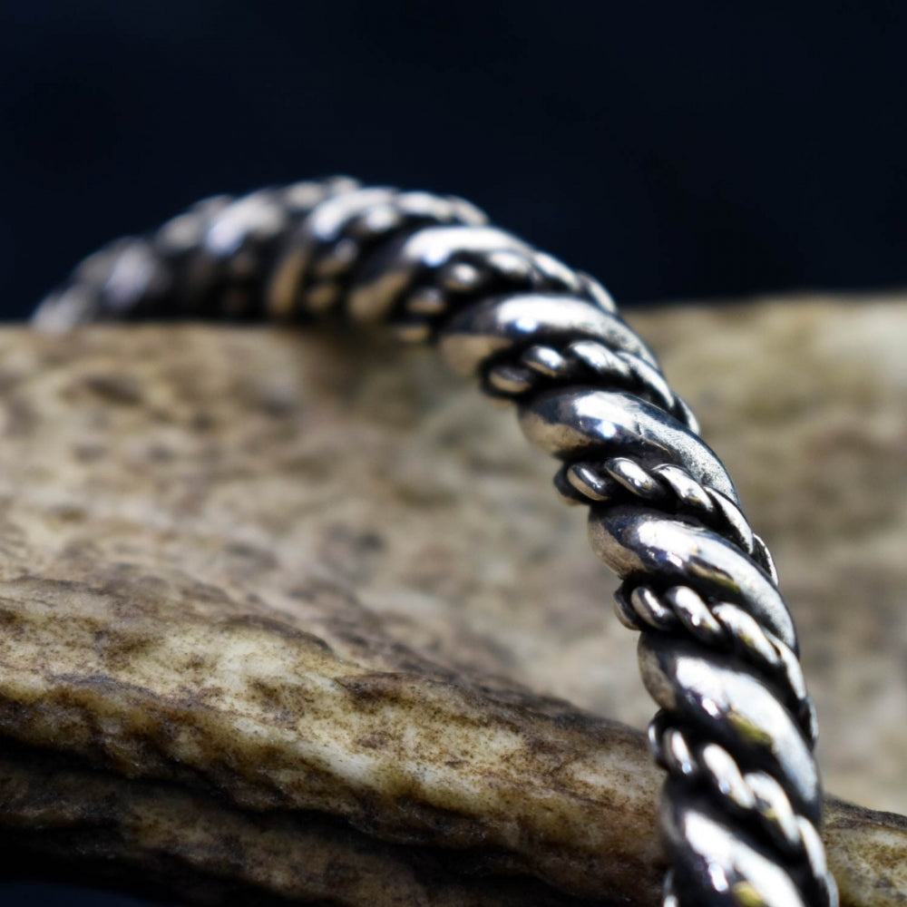 Large Silver Viking Dragon Bracelet