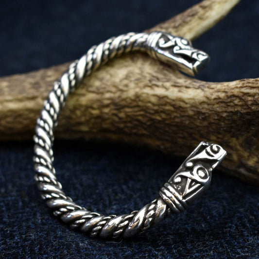 Large Silver Viking Dragon Bracelet