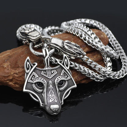 Mjolnir Pendant with Wolf Chain