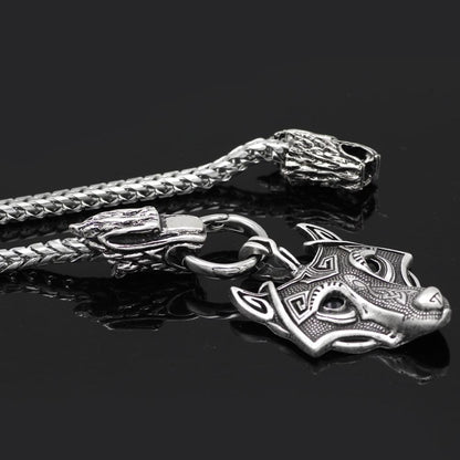 Mjolnir Pendant with Wolf Chain