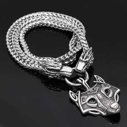 Mjolnir Pendant with Wolf Chain