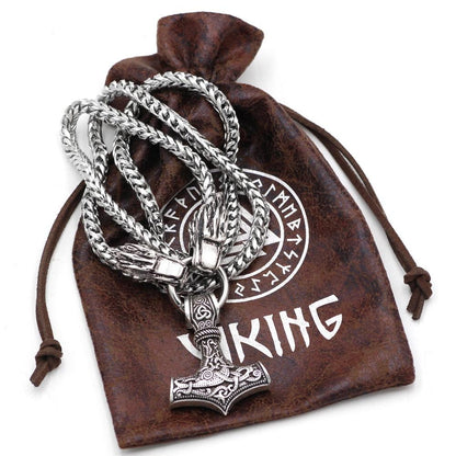Mjolnir Pendant with Wolf Chain