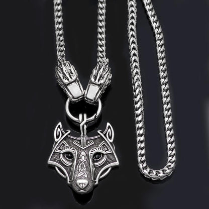 Mjolnir Pendant with Wolf Chain