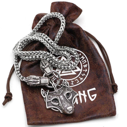 Mjolnir Pendant with Wolf Chain